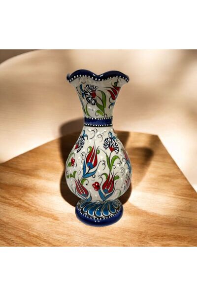 NADİR El Yapımı Çini Geniş Vazo - 25Cm