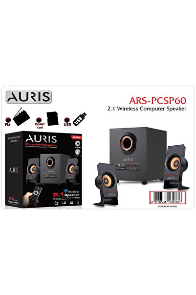 Auris PCSP60 Bluetooth Radyo Hafıza Kartı USB Kumandalı 2+1 Kablosuz Bilgisayar Hoparlörü