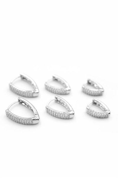 MR RZN STORE 6 Stone Oval Earrings - Silver