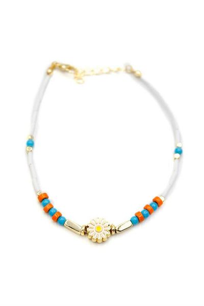 MR RZN STORE Beaded daisy anklet - gold