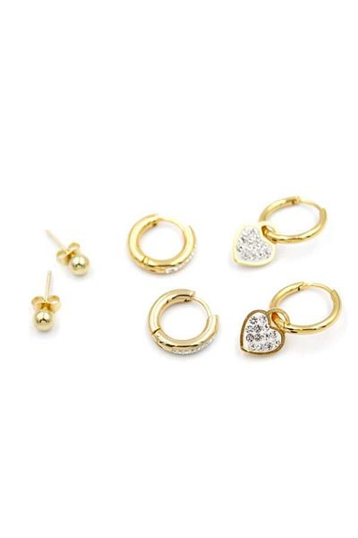 MR RZN STORE Multiple Heart Hoop Earrings - Gold