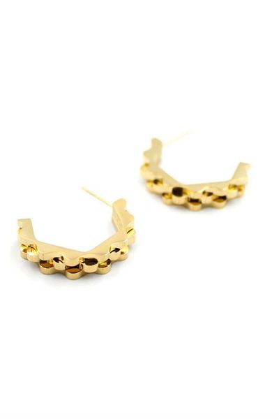 MR RZN STORE Serrated Pentagon Steel Earrings - Gold