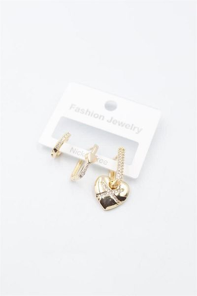 Royaleks 3-Piece Heart Earrings - Gold