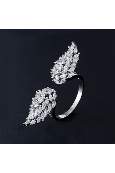 REDz Accessories Inel Angel Glamour, Cristale de Zirconiu, Reglabil, Femei, Oțel Inoxidabil, Argint