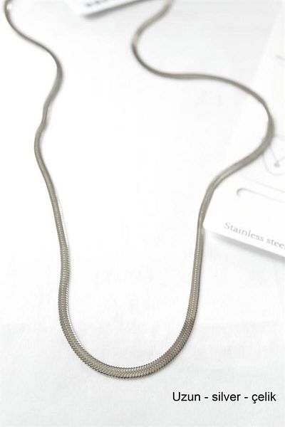 MR RZN STORE Long italian steel necklace-60cm - silver