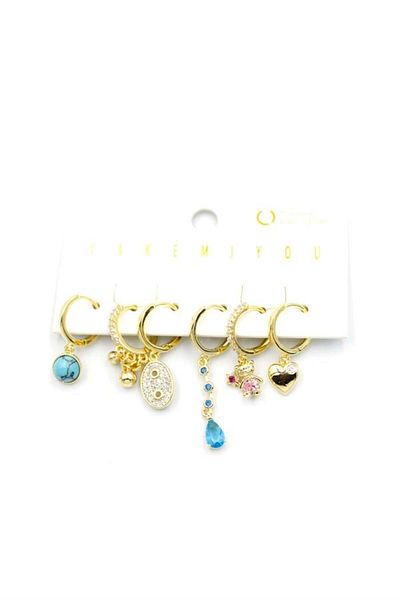 Royaleks Multiple Stone Earrings - Gold
