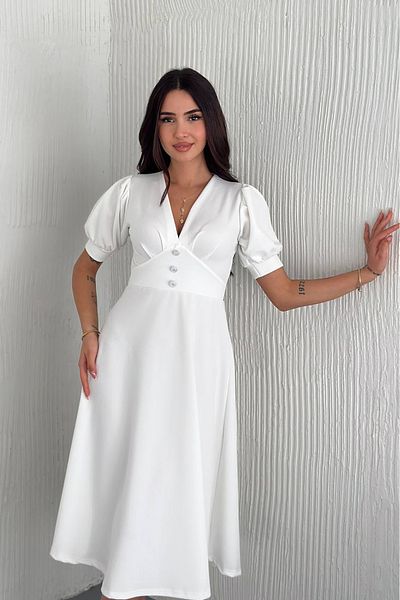 Neşeli Butik γυναικείο φόρεμα με λαιμόκοψη V με λεπτομέρεια midi μήκους NBK051