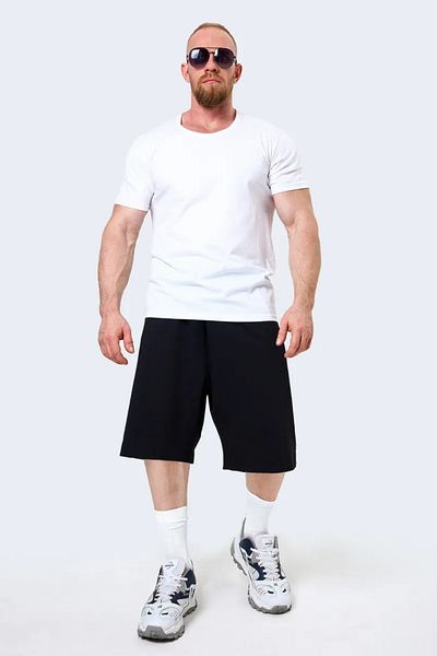 vladivosto Unisex Large Size Loose Midi Oversize Black Gray Loose Combed Cotton Oversize Shorts