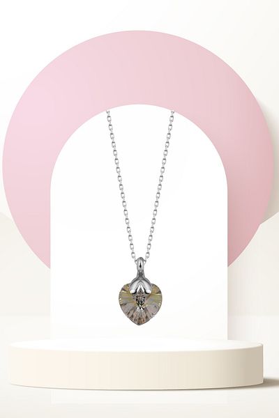 Swaroski Zirconia Crystal Stone Heart Love Necklace