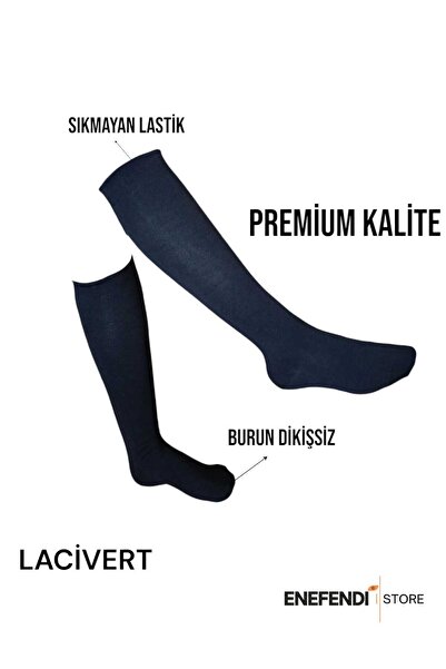 NF ND ENEFENDİ Șosete ANNE, până la genunchi, din bumbac de calitate superioară, cu vârf fără cusături, fără strângere, elastic, flexibil, pentru femei, albastru închis