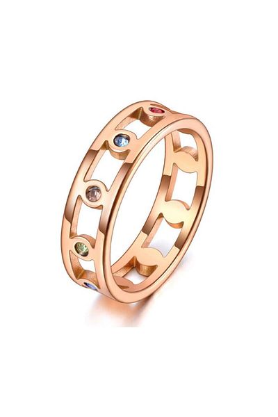 REDz Accessories Women's Ring, Multicolored Stones, Gold - Size 6 (57mm)
