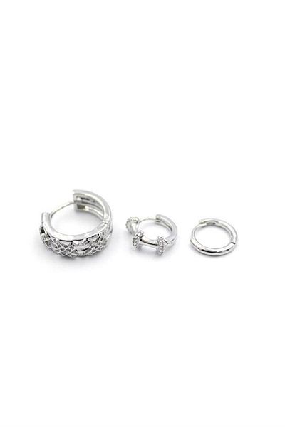 Royaleks 3-piece xox earrings - silver