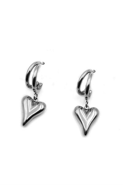 MR RZN STORE Heart Earrings - Silver