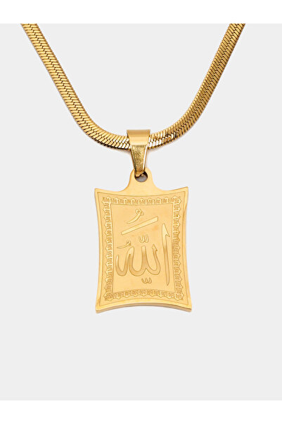 ANGELSS JEWELLERY قلادة ذهبية مكتوبة الله موديل مربع سلسلة إيطالية مكتوبة الل...