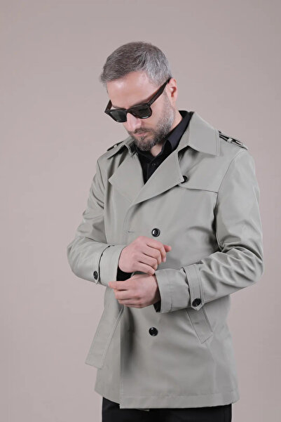 OHEPMODA Slim Fit Kemerli Erkek Trençkot