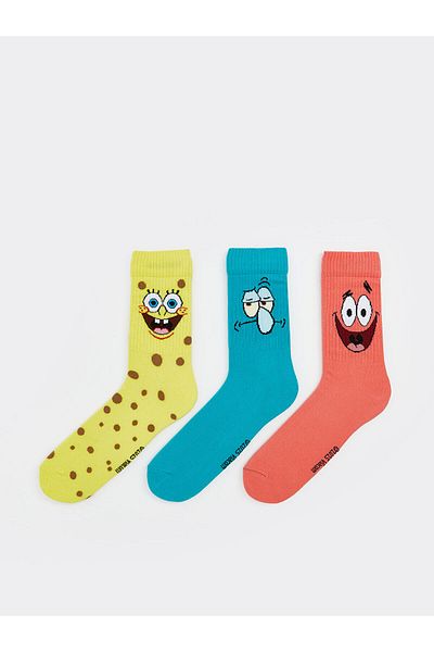 LC Waikiki Sponge Bob Printed Men's Socks 3-Piece