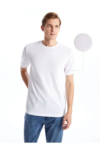 LC Waikiki Tricou texturat pentru bărbați cu mânecă scurtă cu decolteu