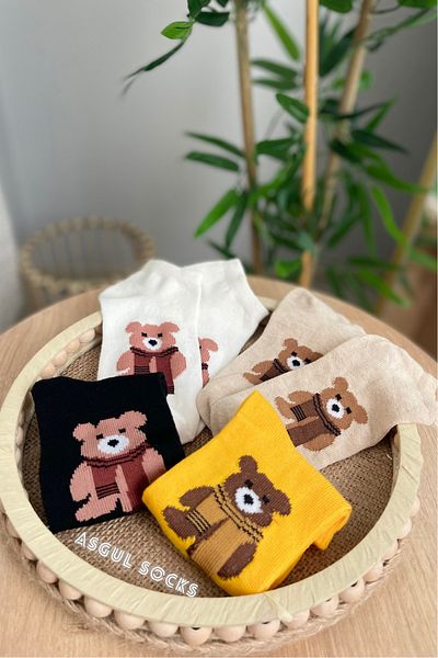 ASGÜL SOCKS Σετ κάλτσες παιδικά μποτάκια με σχέδιο Tedy Bear 4 ζευγάρια