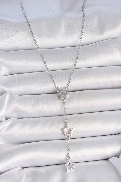 Skygo 316L Steel Silver Color Chain Zircon Stone Star Y Model Women's Necklace - Tj-Bko10072