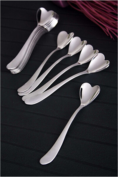 Şahay Kitchen Çay Kaşığı - Çelik Çay Kaşığı Takımı - 12 Li Çay Kaşığı - Kalpl...