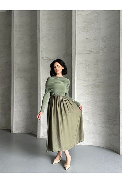 MEECY MNK MODELL GROSSE SCHÜRZE GERAFFTES TROCKENES KLEID