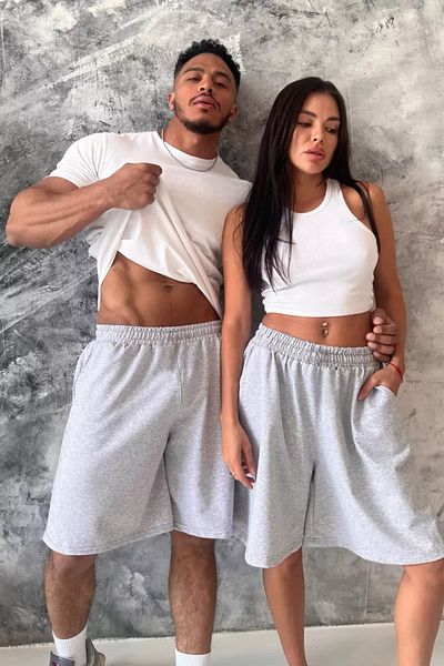 vladivosto Summer Loose Fit Black Gray High Waist Elastic Bermuda Oversize Fit Baggy Plus Size Capri Shorts