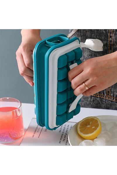 Skygo 32 Compartment Ice Mold - Plastic Cube Freezer with Openable Silicone Compartment