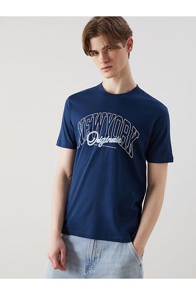 LC Waikiki Tricou pentru bărbați din bumbac pieptănat cu imprimeu New York cu gât crew