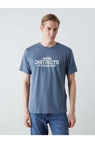 LC Waikiki Tricou pentru bărbați din bumbac pieptănat cu mânecă scurtă cu decolteu