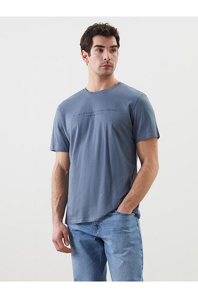 LC Waikiki Tricou pentru bărbați din bumbac pieptănat cu mânecă scurtă cu decolteu