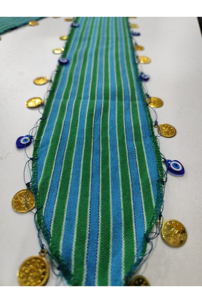 DİNÇLER TEKSTİL Karadeniz Keşan Liralı Nazarlı Şal & Bandana Yeşil Mavi