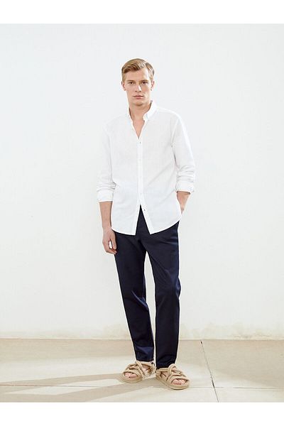 LC Waikiki Ανδρικό πουκάμισο με μακρυμάνικο λινό Slim Fit