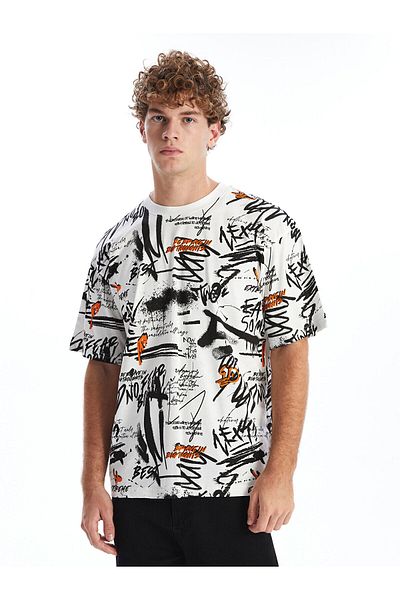 LC Waikiki Crew Neck Short Sleeve Printed Combed Cotton Men's T-Shirt
