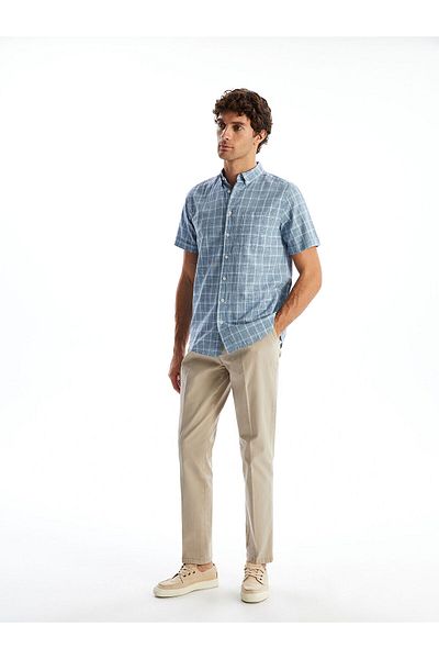 LC Waikiki Regular Fit Short Sleeve Plaid Poplin Men's Shirt
