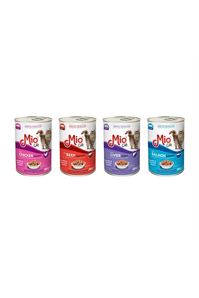 MİO Mio Cat Wet Food ❤️Complete, Premium Quality, Test Pack, 4 cans of cats⭕ 400 g