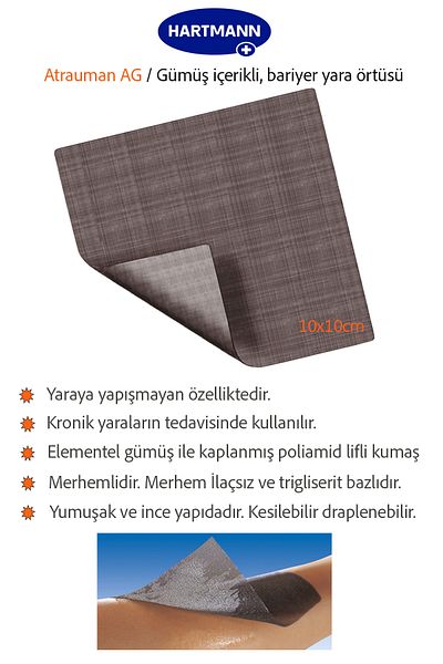 Hartmann غطاء جروح من التول الفضي من Atrauman Ag 10*10 سم (قطعة واحدة)