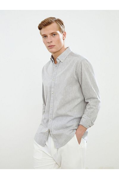 LC Waikiki Slim Fit Long Sleeve Linen Blended Men's Shirt
