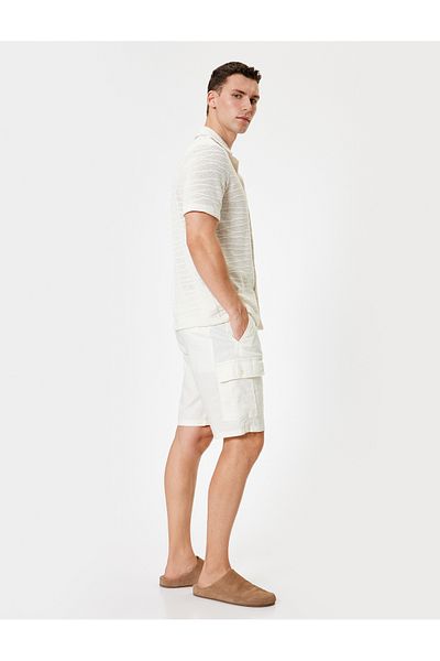 Koton New Season Linen Shorts Cargo Pocket Detailed Bermuda