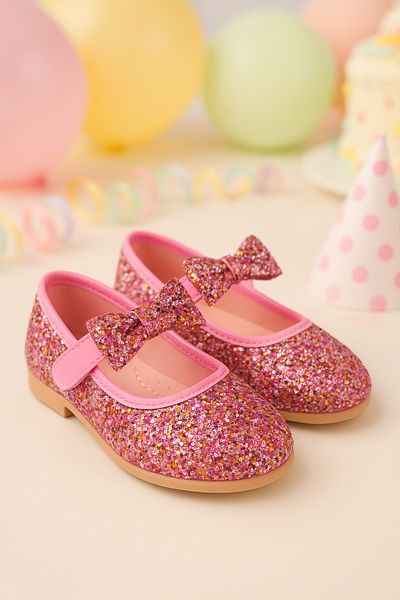 SIRRI Girl's Bonita Bow Glitter Ballerina Shoes