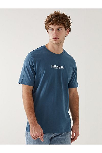 LC Waikiki Tricou pentru bărbați din bumbac pieptănat cu mânecă scurtă cu decolteu