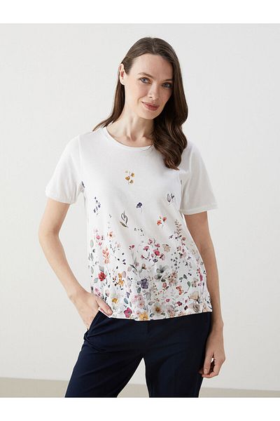 LC Waikiki Γυναικείο φλοράλ μπλουζάκι Crew Neck
