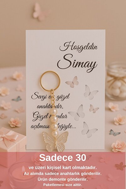 Emtory Home Kişisel 10 Adet Kelebek Anahtarlık - Mevlid Hediyesi - Kına Hediy...