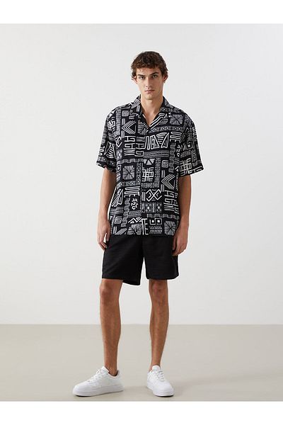 LC Waikiki Regular Fit Short Sleeve Patterned Viscose Men's Shirt