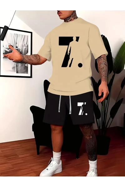 PAVRO Costum de trening unisex cu pantaloni scurți din țesătură confortabilă ...