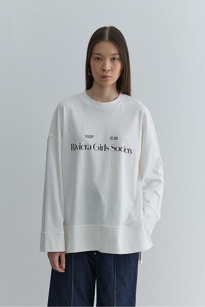 Fahhar Printed Thick Folded Sweatshirt Ecru