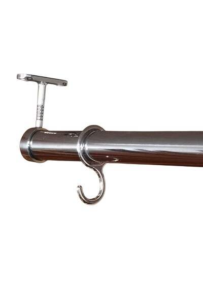 Adilon Mutfak Tezgah Üstü 30CM Yuvarlak Askı Borusu Seti, Tavan Askı Aparatı ve Askı Boru Kancaları ile