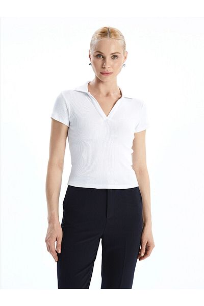 LC Waikiki Γυναικείο T-Shirt με υφή Polo Neck