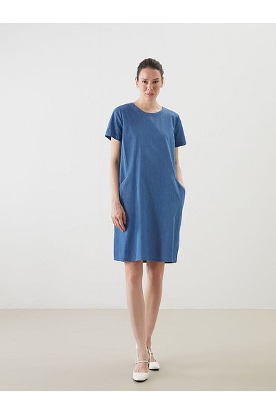 LC Waikiki Γυναικείο Jean φόρεμα με λαιμόκοψη