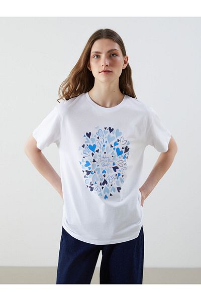 LC Waikiki Γυναικείο μπλουζάκι με στάμπα Crew Neck
