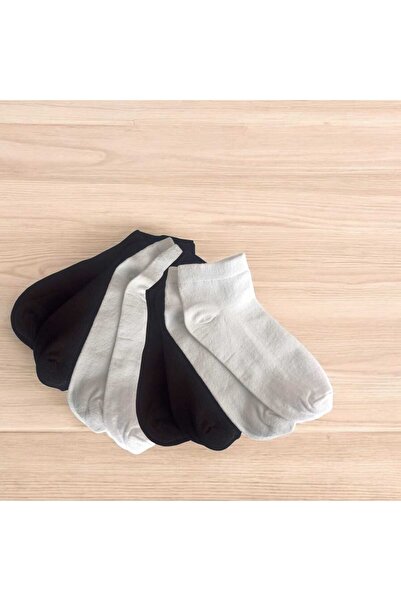 HAYEL 4 чифта черно-бели обикновени памучни мъжки къси чорапи до глезена